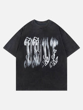 T-Shirt mit verwaschenem Fuzzy-Schriftdruck